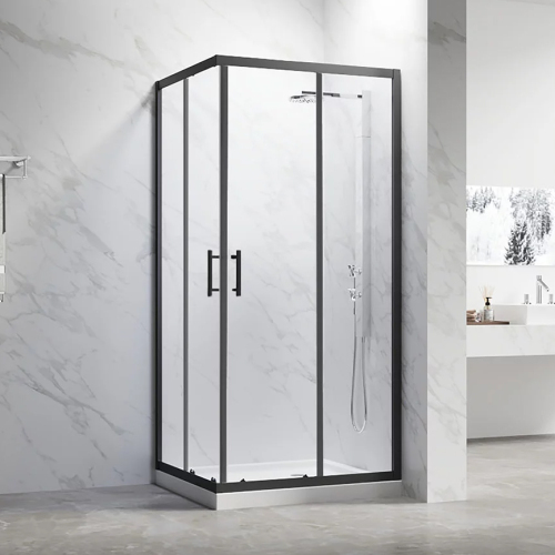 Душевой уголок Veconi Rovigo RV-27B 100х80 профиль черный матовый, стекло прозрачное