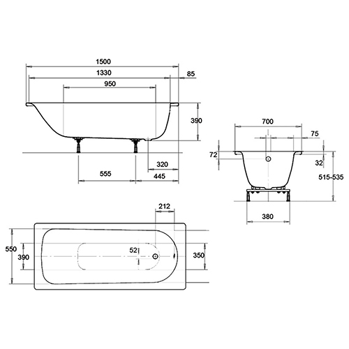 Стальная ванна 150х70 Eurowa KALDEWEI 119612030001