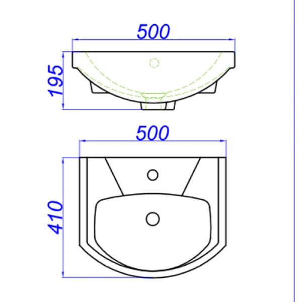 Тумба с раковиной 50 подвесная Аллегро Aqwella Agr.01.05/1