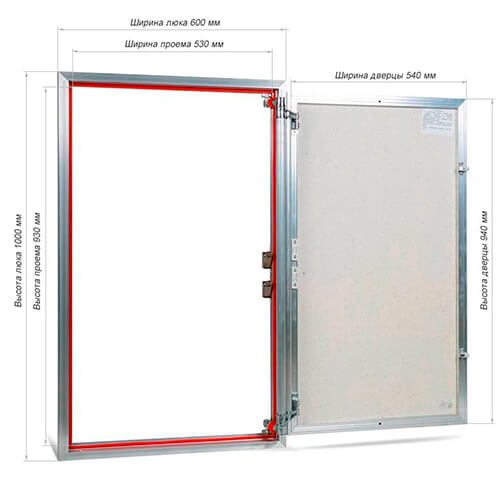 Люк под плитку 600х1000 Евроформат Практика ЕТР 60-100