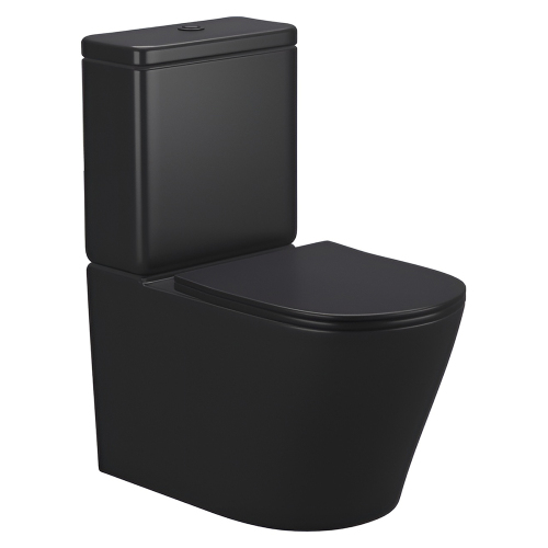 Унитаз-компакт AVS Кристалл безободковый, черный матовый