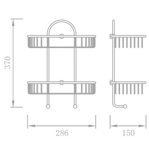 Полка AVS 880329 2-х ярусная, хром