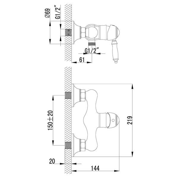 Смеситель для душа Lemark Villa LM4803B бронза