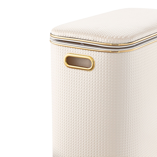 Корзина д/белья 600*450*250 РОМБ БЕЛАЯ/ЗОЛОТО GERALIS