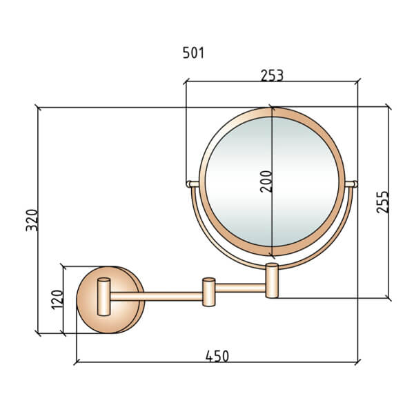 501Зеркало косметическое Boheme Medici настенное с подсветкой (3Х) бронза БРОНЗА BOHEME