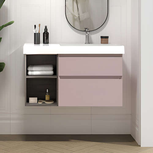 Тумба с раковиной Kerama Marazzi Cubo 90 R мальва матовая-древесная