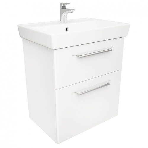 Тумба 700 2ящ + Раковина Q70 Белый мат Lande DIBORG