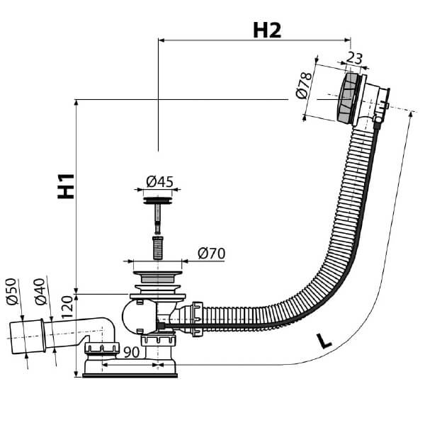 Слив-перелив Alcaplast A55К-100