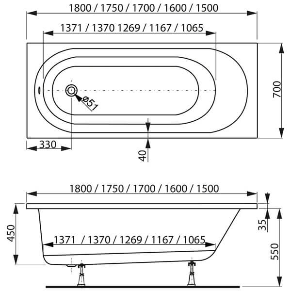 Акриловая ванна Vagnerplast Kasandra 150х70 белая, без каркаса