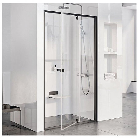 Душевая дверь в нишу Ravak Pivot 100 профиль черный, стекло прозрачное