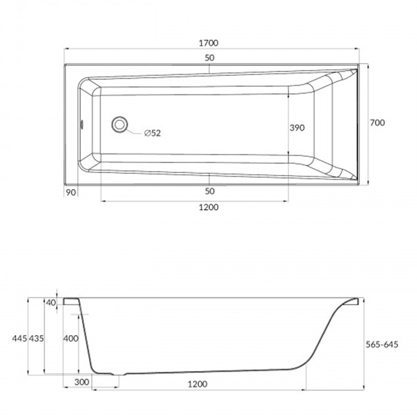 Ванна акриловая 1700х700 Lorena Cersanit WP-LORENA*170-W