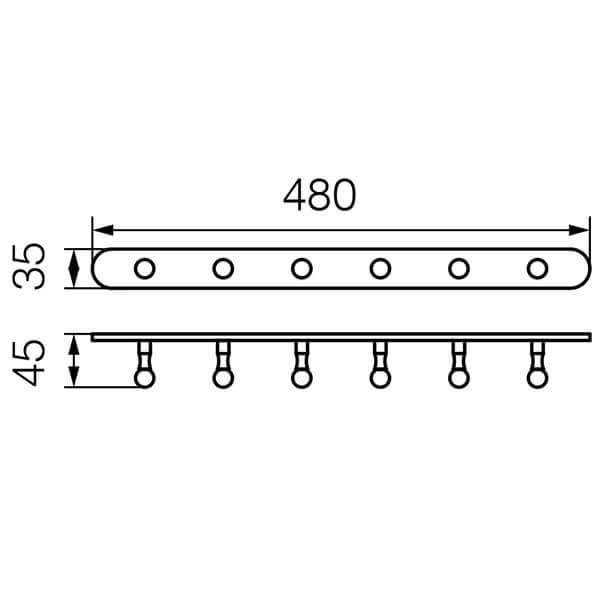 Планка с шестью крючками Gialetta Veragio VR.GIL-6439.BR
