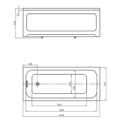 Акриловая ванна Aquatek Мия 160x70 белая, без каркаса