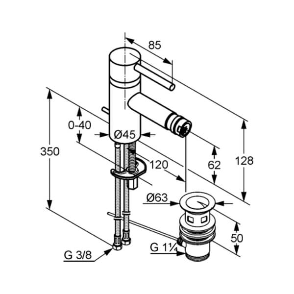 Смеситель для биде Kludi Bozz 385333976 черный матовый