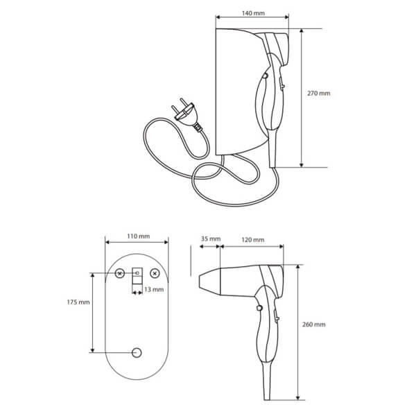 Фен с держателем Hotel Bemeta 945533074