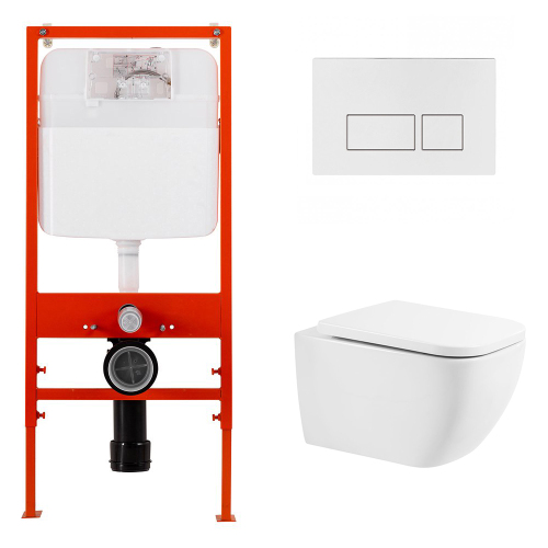 Комплект BelBagno 3в1: Инсталляция BB026 + Унитаз подвесной BB10100CHR + Кнопка смыва BB042BL белая