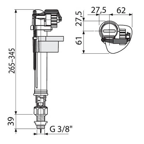 Клапан для унитаза 3/8 Alcaplast A17