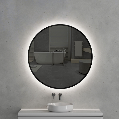 Зеркало с подсветкой AVS Виктория 100x100 см, черное