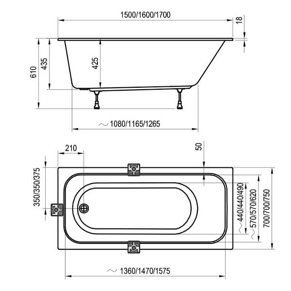 Акриловая ванна Chrome 150х70 Ravak C721000000