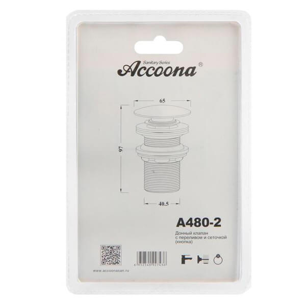 Донный клапан Accoona A480-2 хром