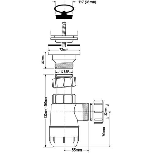 Сифон 32 универсальный McALPINE MRW2L