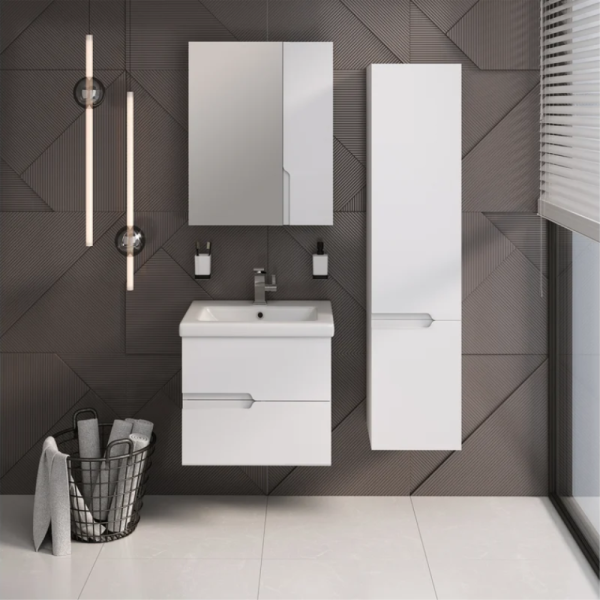 Тумба с раковиной RUNO Стокгольм Como 60 белая, подвесная