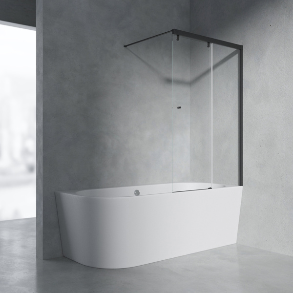 Шторка на ванну AVS Перла 100 R профиль черный матовый, стекло прозрачное