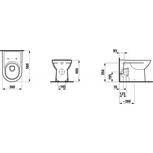 8.2295.1.000.000.1 Унитаз пристенный PRO Laufen