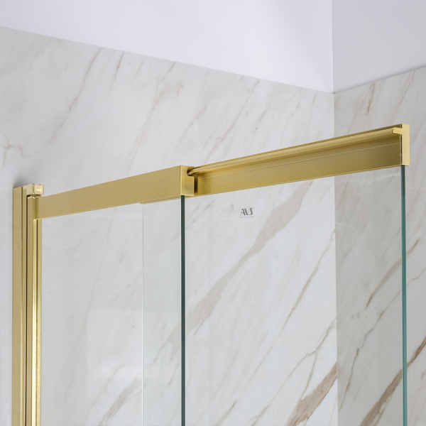Шторка на ванну AVS Слайдер Плюс 80 см профиль брашированное золото, стекло прозрачное