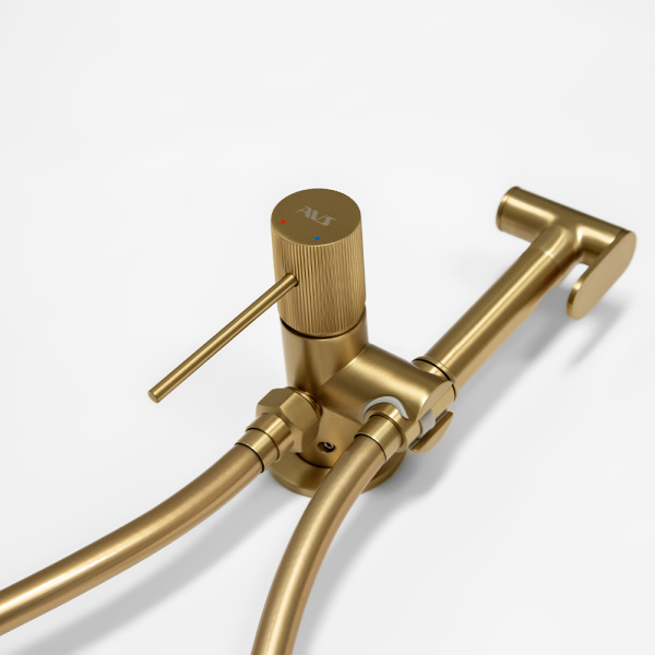 Гигиенический душ со смесителем AVS Pulse брашированное золото