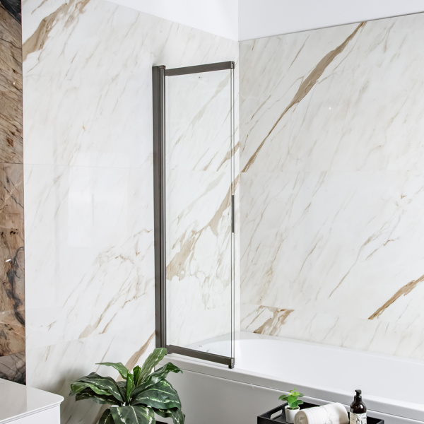 Шторка на ванну AVS Слайдер Плюс 80 см профиль оружейная сталь, стекло прозрачное