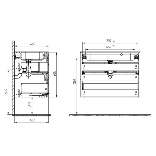 Тумба с раковиной 800 белый Прато Briz