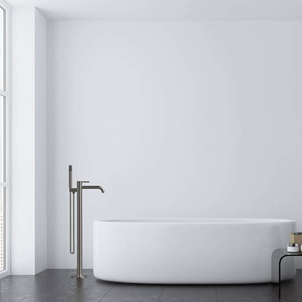 Смеситель для ванны с душем AVS Slimmer напольный, оружейная сталь