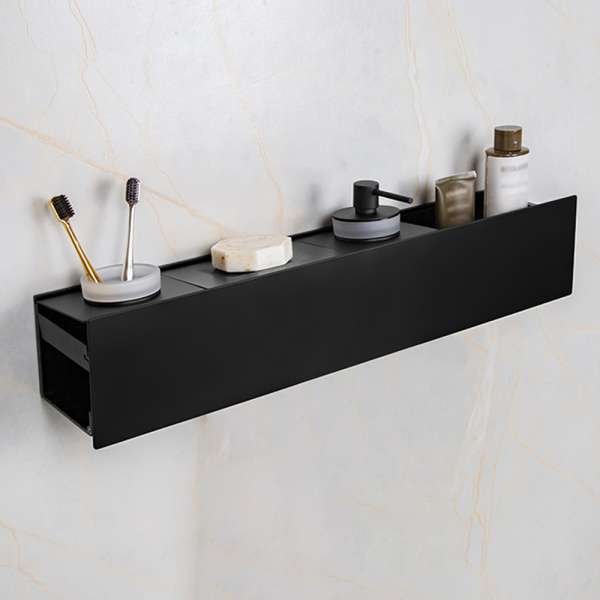 Полка AVS King, 65 см, черный матовый, с мыльницей, дозатором и стаканом