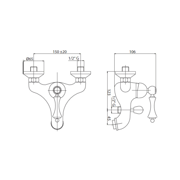 Смеситель для ванны и душа Cezares Margot MARGOT-VM-02-M бронза