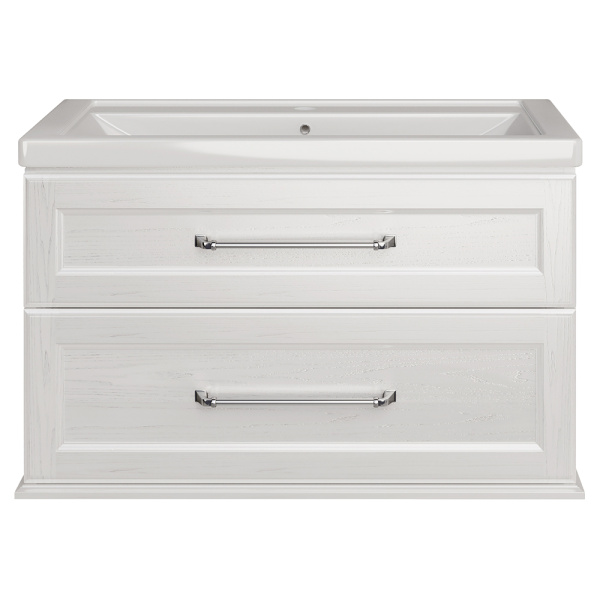 Тумба с раковиной ASB Wood Line Венеция 100 белая, патина серебро