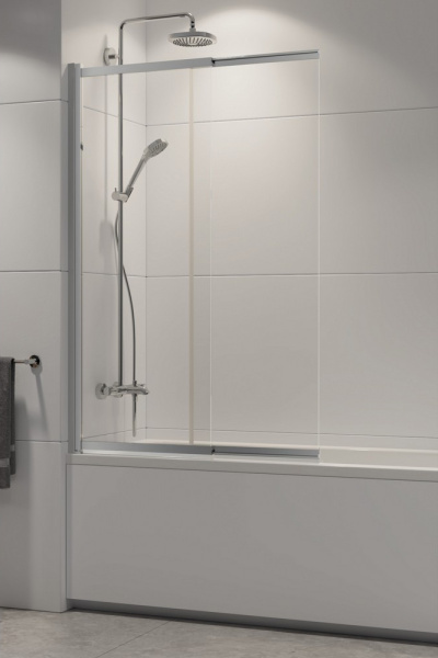 Шторка на ванну New Trendy Sensi P-0037 85 профиль хром, прозрачное стекло