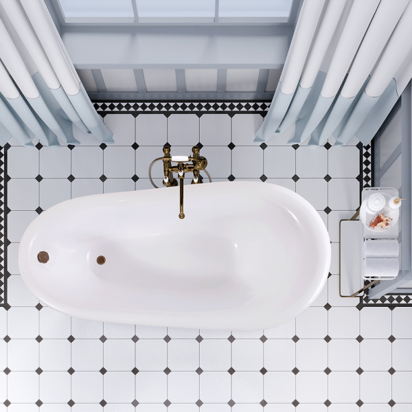 Ванна из искусственного камня Aqua de Marco Edelweiss 170x80 белая с ножками бронза