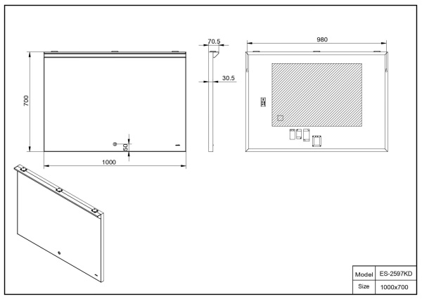 Зеркало 1000x700 Led антизапотевание Esbano ES-2597KD
