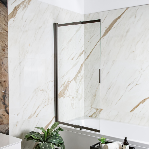 Шторка на ванну AVS Слайдер Плюс 80 см профиль оружейная сталь, стекло прозрачное