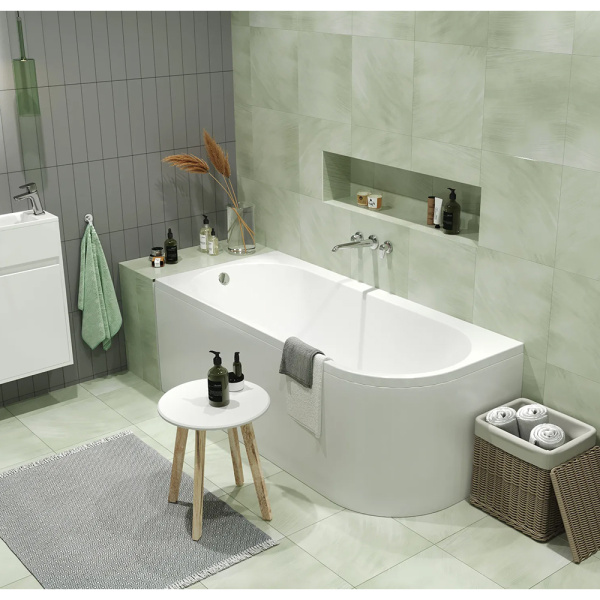 Акриловая ванна Marka One Alisa MG 170x75 L белая, с каркасом и экраном