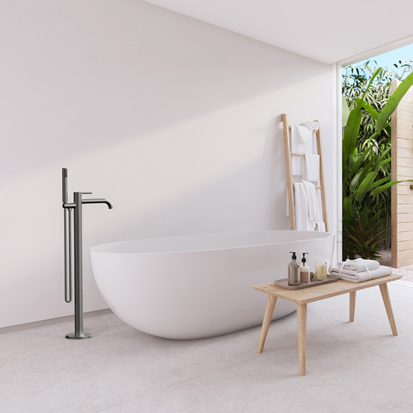 Смеситель для ванны с душем AVS Slimmer напольный, оружейная сталь