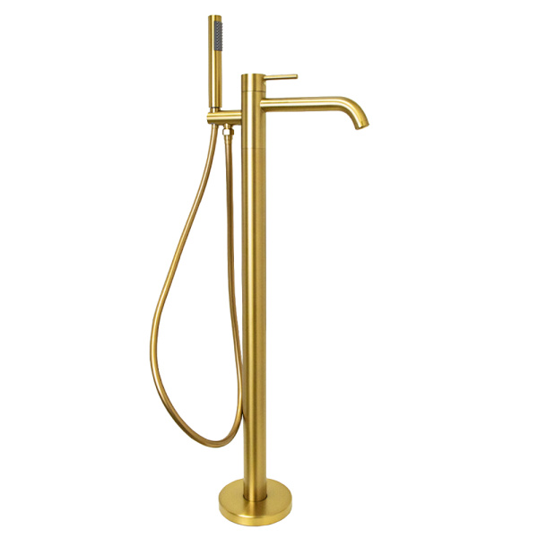 Смеситель для ванны с душем AVS Slimmer напольный, брашированное золото