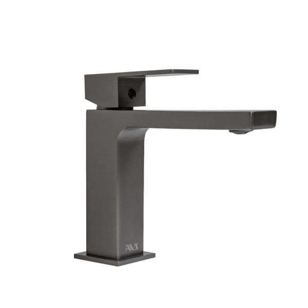 Смеситель для раковины AVS Cube оружейная сталь