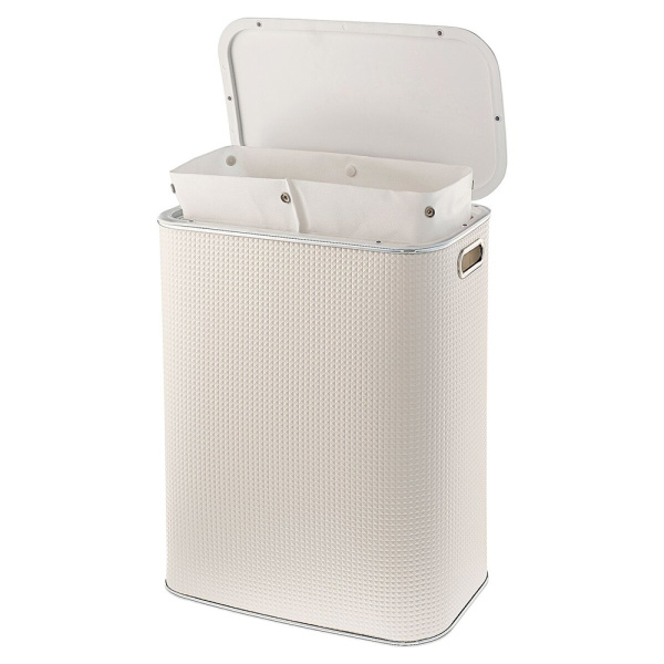 Корзина для белья Geralis NRWH-B 45x25 см белая/хром, с микролифтом