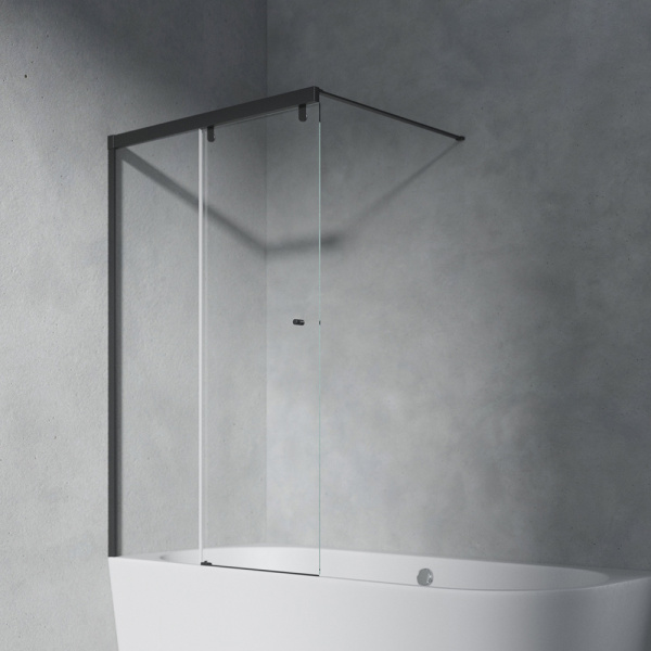 Шторка на ванну AVS Перла 100 L профиль черный матовый, стекло прозрачное