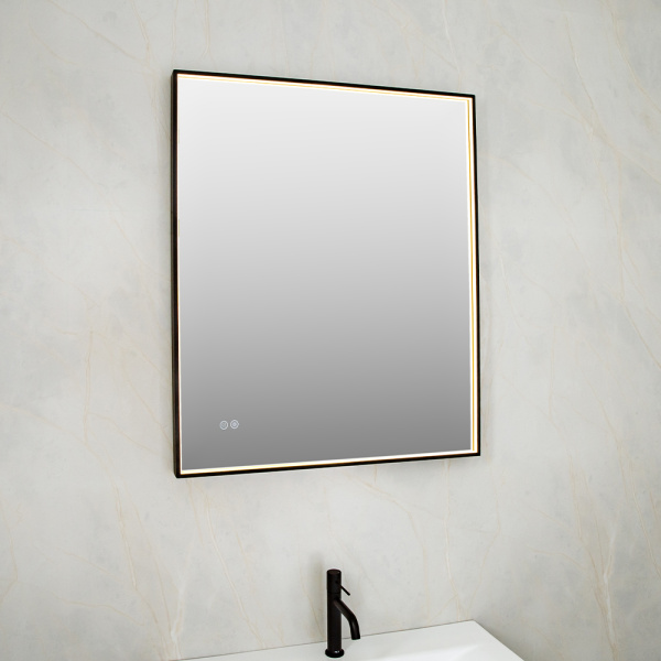 Зеркало с подсветкой AVS ZH 75x90 см, антипар, черное матовое