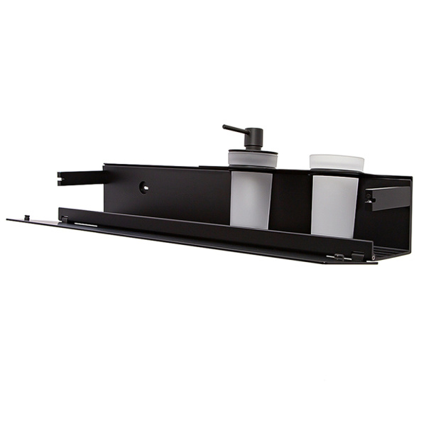 Полка AVS King, 65 см, черный матовый, с дозатором и стаканом