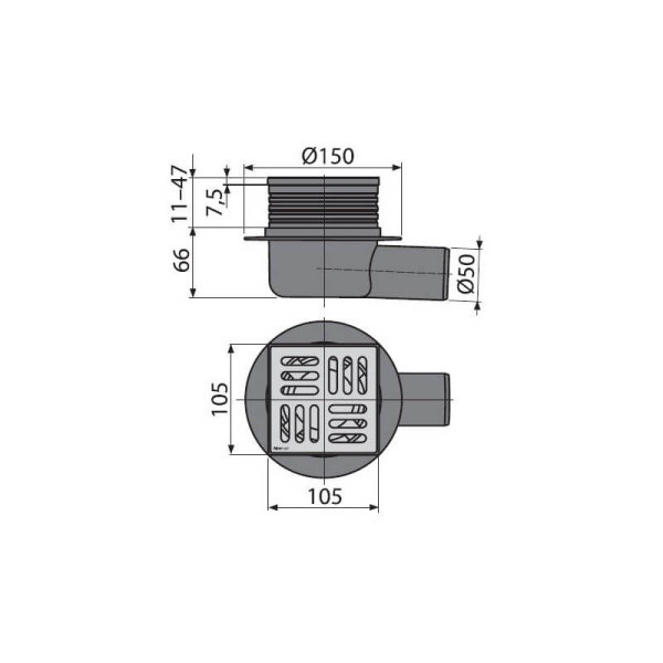 Трап 105x105x50 гидрозатвор Alcaplast APV26