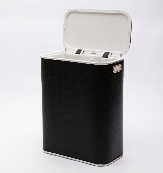 Корзина для белья Geralis KHBH-B 45x25x60 черная, кант хром